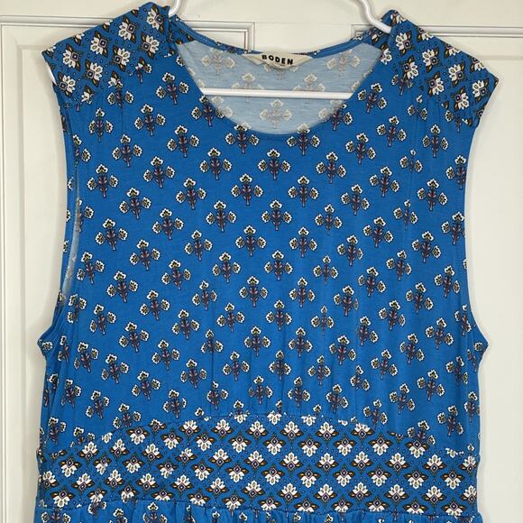 Boden Women's Thea Sleeveless Midi Dress Sz 16/18 Stretch Boho Twin Print Preppy - Picture 4 of 13